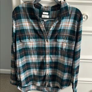 American Eagle Plaid Flannel Shirt - Green